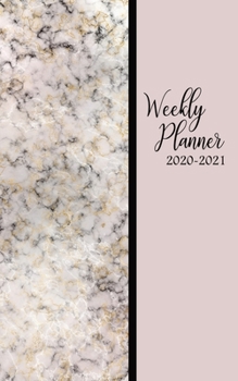 Weekly Planner 2020 2021: 2 Year Weekly Daily Schedule Organizer / 5 x 8 Agenda Calendar / Year At A Glance / Pretty Marble Design