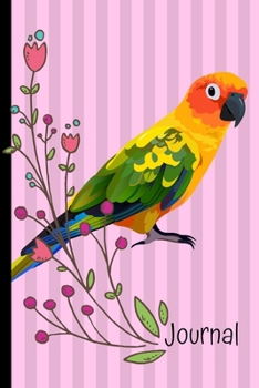 Paperback Journal: Sun Conure Bird Pink Journal Lined Blank Paper Diary Book