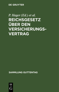 Hardcover Reichsgesetz über den Versicherungsvertrag [German] Book
