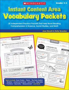 Paperback Instant Content Area Vocabulary Packets, Grades 2-3: 25 Independent Practice Packets That Help Boost Reading Comprehension in Science, Social Studies, Book