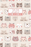 2020 Daily Diary: A5 Full Day on a Page to View DO1P Planner Writing Journal Cute Pink & Tan Cats 170670836X Book Cover