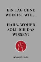 Ein Tag Ohne Wein Ist Wie ... Haha, Woher Soll Ich Das Wissen? Wein Notizbuch: A4 Tagebuch mit sch�nen Spr�chen als Geschenk f�r Wein-liebhaber, Weinkenner, Winzer und Sommelier - sch�ne Geschenkidee  1081890649 Book Cover