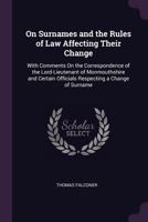 On Surnames and the Rules of Law Affecting Their Change 1240024002 Book Cover