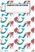 composition notebook: Kawaii Cute Mermaid Heads Pattern Blank Lined Wide Ruled Notebook Journal. Cute Black & White Exercise Book and Journal with ... Lined Pages / 100 Sheets - Size 6 x 9 1697057225 Book Cover