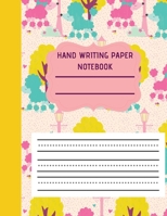 Hand Writing Paper Notebook: Dotted Lined 8.5 x 11 inches 100 pages | Cute Pink Blue Poodle Yellow Trees Cover Great for Kindergarten Primary Work | 1694407667 Book Cover