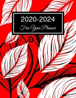 2020-2024 Five Year Planner: Black and White Leaves Cover, 60 Months Calendar, 5 Year Monthly Appointment Notebook, Agenda Schedule Organizer Logbook with Holidays and inspirational Quotes 1698805381 Book Cover