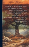 Lista De Nombres Vulgares Y Botánicos De Árboles Y Arbustos Propios Para Repoblar Los Bosques De La República, Acompañados De La Indicación De Los ... La Manera De Propagarlos... 1020550252 Book Cover