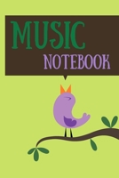 Music notebook: staff paper notebook 6x9 120 pages 8 staves per page easy to write on perfect for learning cute bird design 1692690493 Book Cover