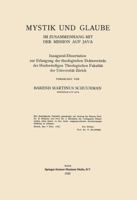 Mystik Und Glaube Im Zusammenhang Mit Der Mission Auf Java: Inaugural-Dissertation Zur Erlangung Der Theologischen Doktorwurde Der Hochwurdigen Theologischen Fakultat Der Universitat Zurich 9401700338 Book Cover