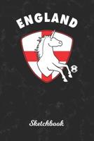 Sketchbook: England Unicorn Sketch Book Paper - Drawing Pad for Artists & Illustrators - English Country Soccer Ball Black Marble Cover - Perfect Workbook for Kids to Use at Home & School - Create & L 1079286543 Book Cover