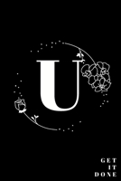 Simple Black Initial Letter U Notebook with Rose Floral Journal for Women, Girls Birthday Gift and School: Lined Notebook / Journal Gift, 120 Pages, 6x9, Soft Cover, Matte Finish 1677324295 Book Cover