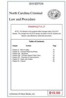 North Carolina Criminal Law and Procedure-Pamphlet 17 1502485362 Book Cover