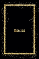 Lucas: Name Lucas Monogram Notebook - 120 Pages - Size 6x9, Soft Cover, Matte Finish- Gold Confetti Glitter Monogram Blank Lined Note Book, Writing Pad, Journal or Diary Kids, Girls Men & Women 1660319536 Book Cover