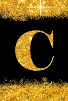 C Monogram Notebook lettre C Notebook journal Gold Confetti Glitter for Women and Girls.: Lined Note Book, Writing Pad, Journal or Diaryfor Kids, Girls & Women - 110 Pages - Size 6x9 1661762735 Book Cover