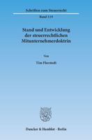 Stand Und Entwicklung Der Steuerrechtlichen Mitunternehmerdoktrin 3428145941 Book Cover