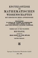 Encyklopadie Der Mathematischen Wissenschaften Mit Einschluss Ihrer Anwendungen: Vierter Band: Mechanik 3663154491 Book Cover