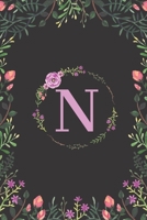 Floral Monogram Letter N Journal: Lined 6x9 inch Soft Cover Notebook 1711293180 Book Cover