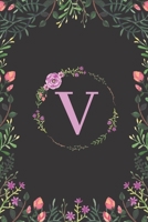 Floral Monogram Letter V Journal: Lined 6x9 inch Soft Cover Notebook 1711354058 Book Cover