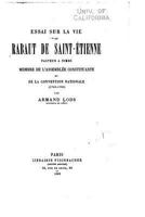 Essai sur la vie Rabaut de Saint-�tienne, pasteur a Nimes 1533514089 Book Cover