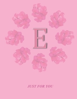 E: Monogram Initial E  Letter Ruled Notebook for Women,Girl and School, Pink Floral Cover 8.5'' x 11'', 100 pages B083XX4WX1 Book Cover