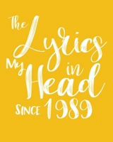 The Lyrics In My Head Since 1989  Notebook Birthday Gift: Blank Sheet Music Notebook / Journal Gift, 120 Pages, 5x8, Soft Cover, Matte Finish 1674355564 Book Cover
