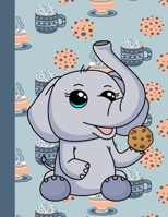 Notebook: Kawaii Elephant Cookie and Coffee Blue Cute Snack Book Dot Grid Graphing Pad & Note Taking 1695891899 Book Cover