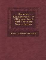 Der erste Korintherbrief. 9. völlig neu- bearb. Aufl 101774470X Book Cover