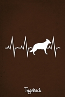 Tagebuch: Braunes liniertes Deutscher Schäferhund Hunde Journal Herzschlag ca DIN A5 weiß liniert 110 Seiten (German Edition) 1650205627 Book Cover
