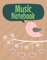 Music Notebook: Kids Wide Staff Manuscript Paper * Large (8.5 x 11) * 6 Stave * 100 Pages: Blank Cute Tweeting Singing Bird 1673602819 Book Cover