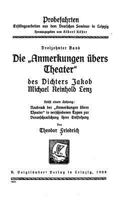 Die Anmerkungen �bers Theater Des Dichters Jakob Michael Reinhold Lenz (German Edition) 152297119X Book Cover