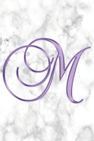 M Journal: A Monogram M Initial Capital Letter Notebook For Writing And Notes: Great Personalized Gift For All First, Middle, Or Last Names (Purple Gold White Marble Print) 1702357414 Book Cover