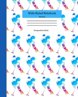 Wide Ruled Notebook Hockey Composition Book: Novelty Lined Journal for Adults and Kids Gifts. 8" x 10" 120 Pages. Neon Hockey Player 1088463053 Book Cover