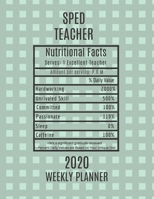 Sped Teacher Nutritional Facts Weekly Planner 2020: Sped Teacher Appreciation Gift Idea For Men & Women - Weekly Planner Lesson Plan Book Agenda Special Education - To Do List & Notes Sections - Calen 1702006344 Book Cover