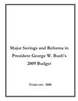Major Savings and Reforms in President George W. Bush's 2009 Budget 1501016741 Book Cover