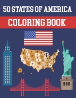 50 States Of America Coloring Book: Fifty State Maps with Capitals and Symbols like Motto Bird Mammal Flower Butterfly or Fruit Perfect Easy To Color B08PJKDMWV Book Cover