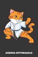 Agenda Settimanale: Gatto Karate A5 manoscritto floreale - Agenda con Pianificatore Settimanale 52 settimane per Proprietario del Gatto (nero) (Italian Edition) 1689897554 Book Cover