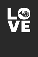 Love: Horn Notizbuch A5 Kariert 108 Seiten Notizheft - Ich Liebe Horn - Geschenk f�r Hornisten 1708020306 Book Cover