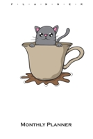 Cat in coffee cup Monthly Planner: Monthly Calendar (Daily planner with notes) for Cat and animal lovers 1659270189 Book Cover