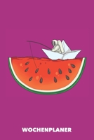 Wochenplaner: Wassermelone im Weltraum DIN A5 florales Inlay - Wochenkalender 52 Wochen für Trendsetter (pink) (German Edition) 168783542X Book Cover