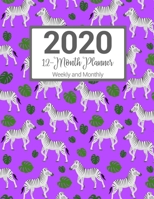 2020 12-Month Planner Weekly and Monthly: Purple Zebra Pattern With Daily Goals and Meal Planner 1698264801 Book Cover