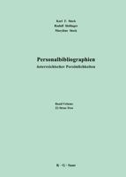 Personalbibliographien Ã¶sterreichischer PersÃ¶nlichkeiten: Vol. 22 (Personalbibliographien Sterreichischer Persnlichkeiten / Per) 3598248806 Book Cover