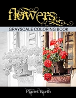 Flowers Grayscale Coloring Book: Beautiful images of flowers in pots hanging on houses and buildings B083XX475R Book Cover