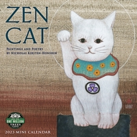 Zen Cat 2023 Mini Wall Calendar | Meditational Art by Nicholas Kirsten-Honshin | Compact 7" x 14" Open | Amber Lotus Publishing 1631368567 Book Cover