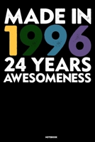 Made in 1996 - 24 Years of Awesomeness: funny birthday gift for boy or girl 24th Birthday Gift notebook 100 Pages Large 6X 9 Wide Ruled Line Paper 1655074768 Book Cover