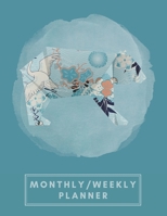 Monthly/Weekly Planner: Teal Blue Japanese Origami Bear Weekly Planner + Monthly Calendar Views 12 Month Agenda Planner Gift For Bear Lovers 1676072446 Book Cover