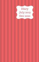 Diary July 2019 Dec 2020: 5x8 pocket size, week to a page 18 month diary. Space for notes and to do list on each page. Perfect for teachers, students and small business owners. Two tone red stripe des 1080564055 Book Cover