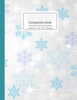 Composition Book Teal & Purple Stars & Snowflakes Wide Ruled 1077702507 Book Cover