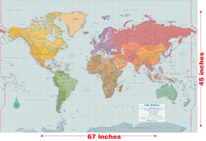 Extra-large World Wall Map - Laminated - 67'' x 45'' 144133680X Book Cover