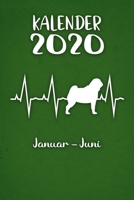 Kalender 2020: Grüner Tageskalender Mops Herzschlag Hunde 1. Halbjahr Januar Juni ca DIN A5 weiß über 190 Seiten 1650636504 Book Cover