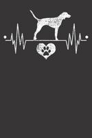 Bluetick Coonhound Notebook: Bluetick Coonhound Dog Vintage Heartbeat ECG Love Paw Heart 6x9 College Ruled 120 Pages Student Teacher School 1079095543 Book Cover